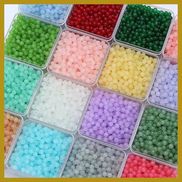 （100顆/包）烤漆仿玉糖果色玻璃珠 多巴胺色係玻璃琉璃珠 DIY手工串珠配件 串珠材料 串珠材料包 珠珠材料 手串材料
