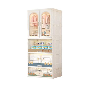 【Yeya也雅】58面寬速組型萌兔印花雙開門兒童衣櫃(2掀蓋+1抽屜)-多色可選2個夏天