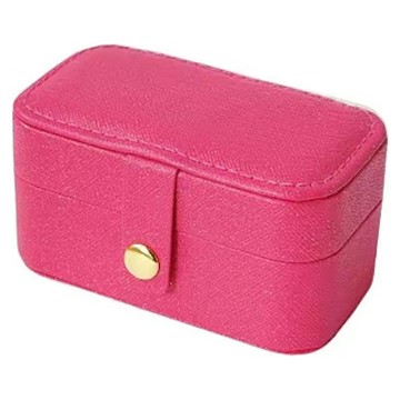 PORA BELLA 迷你長方形皮革首飾盒 9.5公分 x 5公分 x 5公分  玫紅色
