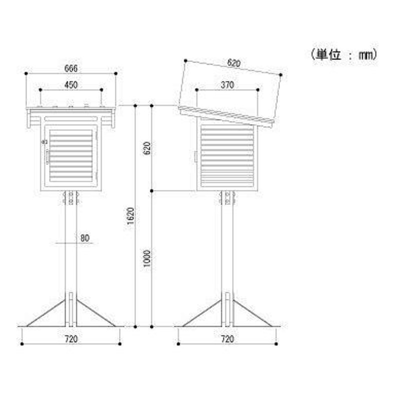 マイゾックス 特小20型百葉箱 壁掛け・鉄柱取付兼用タイプ - 3