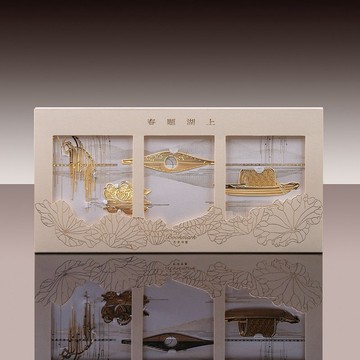 手心裡春題湖上金屬書簽黃銅鍍 18K 金西湖文創禮物送老師同學高檔