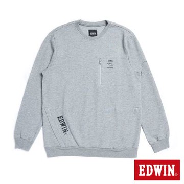 EDWIN 男裝 3D機能立體厚長袖T恤-麻灰色