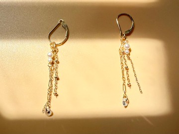 FAYE Paris 巴黎之夜 / 法式浪漫天然淡水珍珠14KGF流蘇耳環