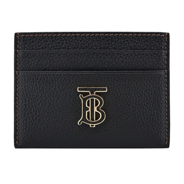BURBERRY 巴寶莉  TB LOGO 粒面皮革卡片夾(黑色)