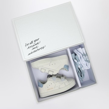 Baby School sneaker set in white/light blue with socks