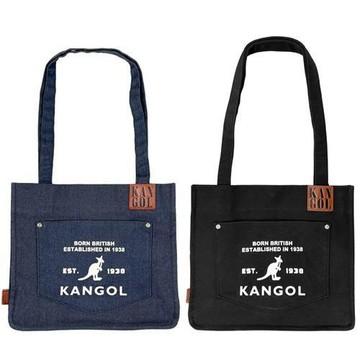 KANGOL 肩背包 托特包 帆布包 磁扣 藍/黑 6625170980/6625170820