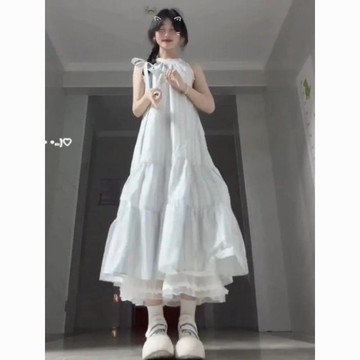 🌸爆款直降價🌸 洋裝 裙子 顯瘦 長裙 氣質洋裝  多巴胺夏季蝴蝶結繫帶掛脖連衣裙ins海邊度假風顯瘦裙子街頭風