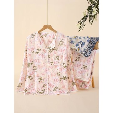 苛愛棉綢睡衣女長袖長褲秋季2022年新款甜美休閑人造棉家居服套裝