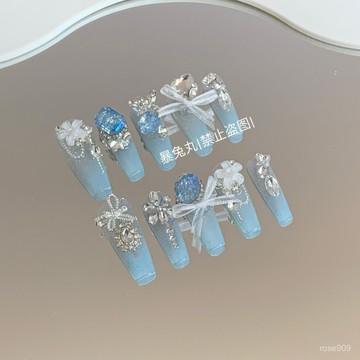 ✨Hannah✨春日藍碎碎冰手工穿戴甲禁止盜圖p71美甲師暴兔丸 S7PF