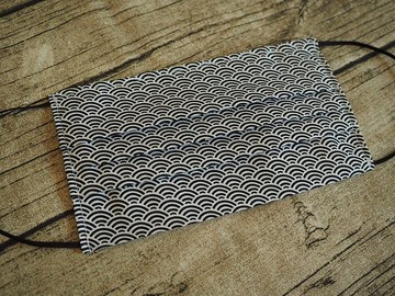 英國製作 環保可洗 深藍和風波浪棉布口罩 可放入濾芯或即棄口罩