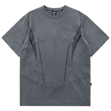 VIP反光條拼接短袖T恤男夏季小眾設計感上衣機能解構半袖體恤衫潮