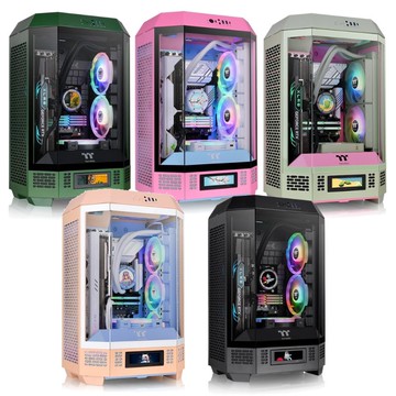 【獨家！最高10%回饋】曜越 The Tower 300 M-ATX 全景直立式機殼 泡泡粉/蜜桃粉/抹茶梅/黑色/競速綠