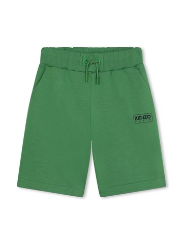 Kenzo Kids - logo-print cotton shorts - kids - Cotton - 2 - Green