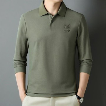 秋冬款POLO衫 長袖polo衫 工作服 速乾吸濕排汗 新款秋季男士polo衫長袖高品質寬鬆休閒刺繡翻領上衣