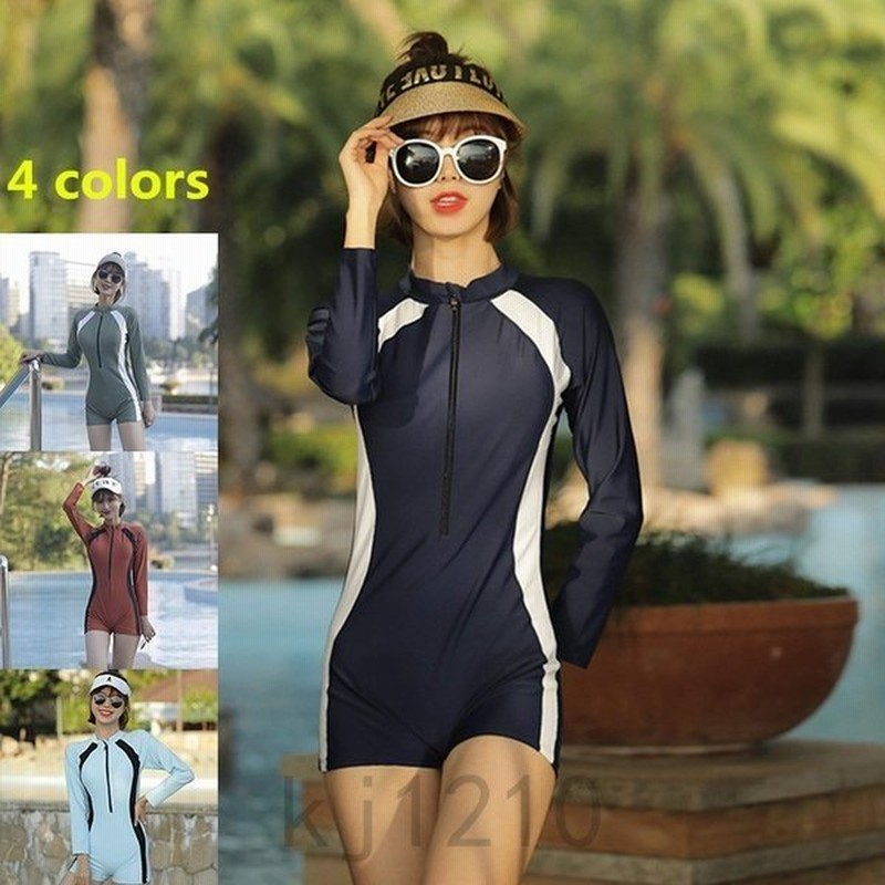 ワンピース水着レディース体型カバー韓国風スポーツ夏長袖水着サーフィン海辺ビーチラッシュガードおしゃれフィットネス着痩せ 通販 Lineポイント最大0 5 Get Lineショッピング
