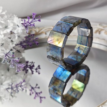 頂級拉長石 彩虹光 光譜石 透體高光 助事業 七脈輪 寬手排 單品