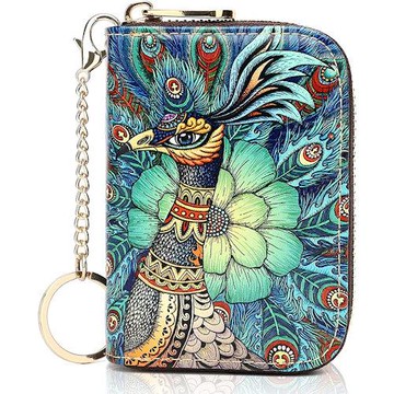 Love 21 2023女時尚APHISON孔雀款3D彩繪信用卡拉鍊錢包