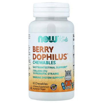 NOW Foods, 兒童，Berry Dophilus™，60 片咀嚼片