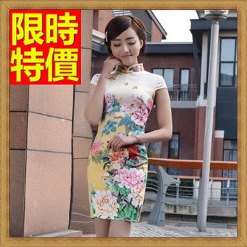 旗袍短禮服-唐裝優雅單色滾邊簡約一字釦中式女連衣裙1色65o18【獨家進口】【米蘭精品】