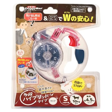 DoggyMan 多格漫 多段式伸縮帶 10kg以下小型犬適用  S(4.5m)  透明  1條