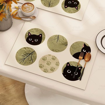 黑貓珪藻土吸水墊【4款可選】 黑貓 軟桌墊 珪藻泥 矽藻土 桌墊 吸水墊 軟墊 珪藻軟土墊 隔熱墊 矽藻泥 餐墊