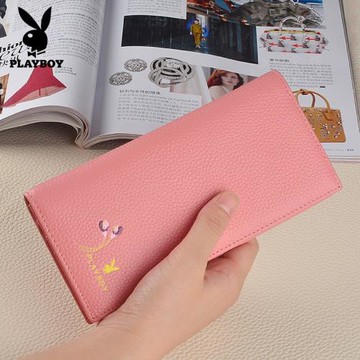 花花公子2025新款女錢包長款多卡位真皮票夾簡約薄皮夾時尚長錢夾