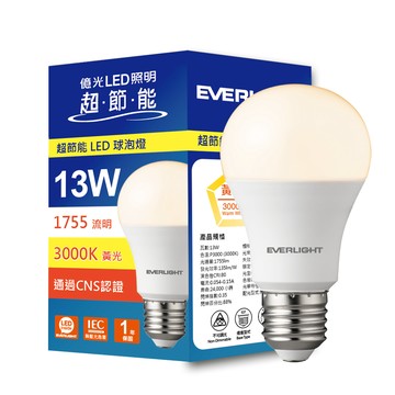 EVERLIGHT 13W超節能LED球泡燈 黃光 4入(EL14-4入)