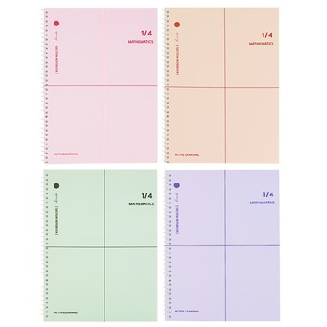 Tamsaa 四格數學練習筆記本4件組  混和顏色  1組