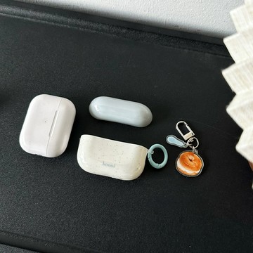 韓系少女藍色波點貝果耳機套 Airpods pro3耳機殼 蘋果耳機保護套 適用4/3/2代耳機殼