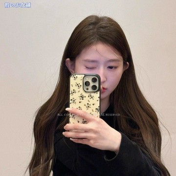 簡約黑色碎花iPhone1716151413手機殼滴膠蘋果1716151413/12女11