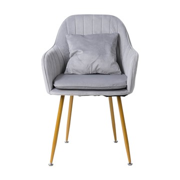 樂嫚妮 (2入)網紅靠背化妝椅/貝殼餐椅-附靠枕/坐墊可拆洗-(5色)淺灰