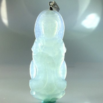 【森茂珠寶】緬甸天然翡翠A貨玻璃種觀音墜子 F1863