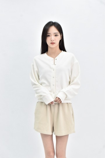 【加購優惠】(L) gu 棉質排扣白色長袖上衣