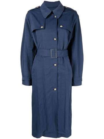Paule Ka - belted toile coat - women - Polyamide - 40 - Blue