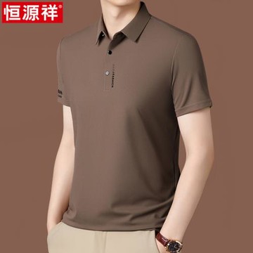 恒源祥2025夏季新款高端冰絲短袖t恤男中年爸爸裝上衣半袖POLO衫