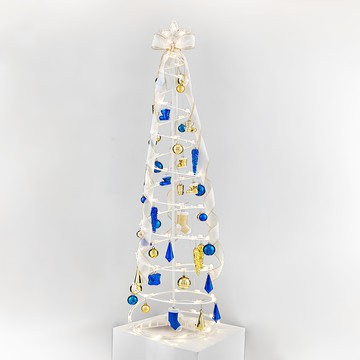 好物良品 北歐收納折疊式聖誕樹落地燈  金色+藍色  150 x 45cm