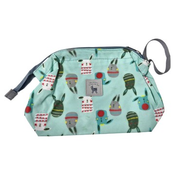 攜帶式加大防水雙拉鍊尿布袋 - 藍小兔 - 拎袋  24 x 19 x 8.5cm