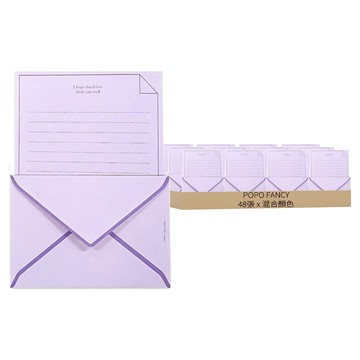 1000 線條信紙信封組  48張  多色