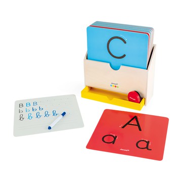 Janod小小STEAM系列 字母書寫板套裝， 字母練習，觸覺學習，附白板筆  1組  22 x 23.5 x 16cm