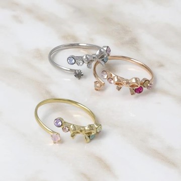 ｜OSEWAYA｜寶石蝴蝶結戒指 金色 銀色 玫瑰金 日本飾品 日本製造