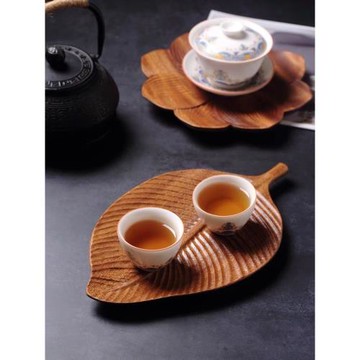 胡桃木盤子原創手工樹葉盤家用零食盤果盤創意日式木質托盤茶盤