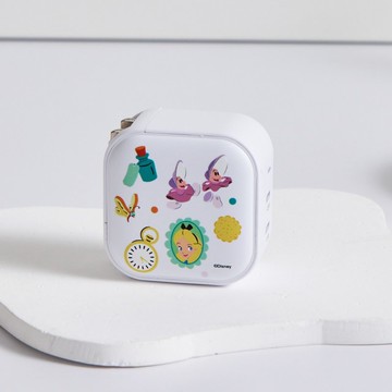 Disney經典-愛麗絲與牡蠣寶寶款亂花GaN 45W Type-C雙孔充電頭