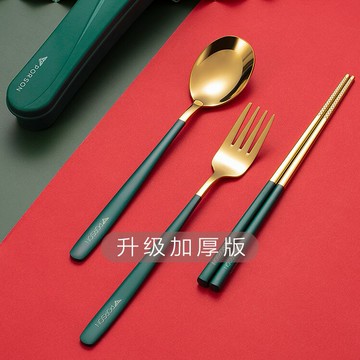 不銹鋼便攜式餐具盒筷勺叉三件套【不二雜貨】