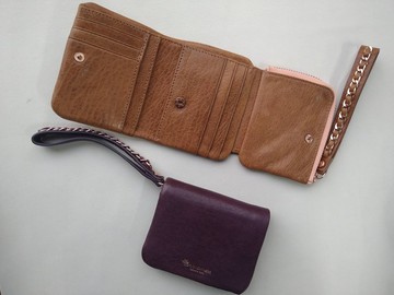 【女三折短夾/手拿包兩用】三折短夾,義大利山羊皮,玫瑰金色五金