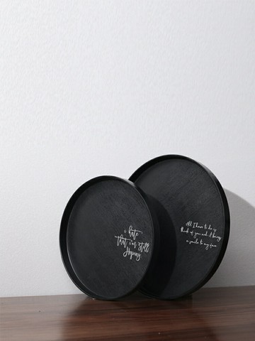 木質托盤 原創設計北歐ins木紋圓托盤放水杯托盤家用收納盤果盤