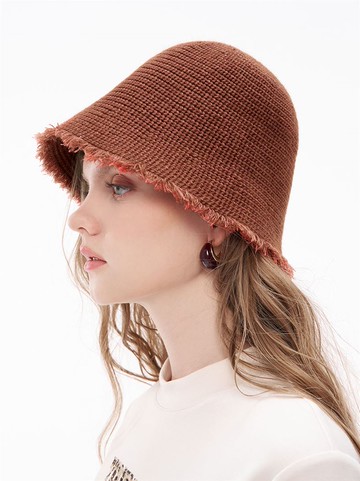 【官網獨賣】流行毛邊針織編織漁夫帽