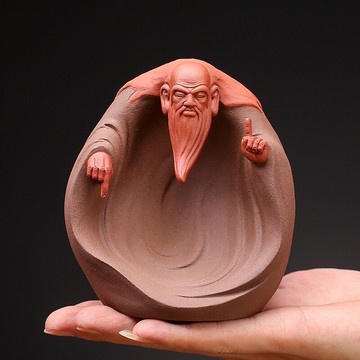 新中式禪意紫砂陶瓷老子擺件博古架裝飾工藝品原創設計教師節禮物