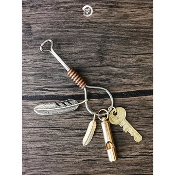 復古JEFFDECKER不銹鋼黃銅手工家用鑰匙扣男女摩托車機車鑰匙收納