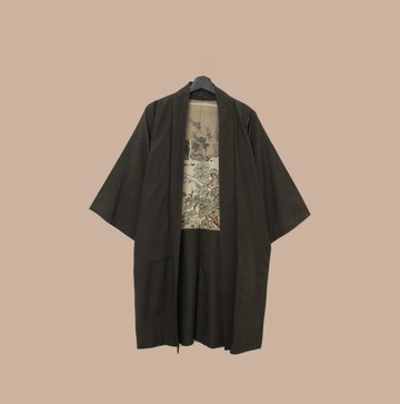Back to Green-日本帶回羽織 深山大橋 河川M-26/vintage kimono