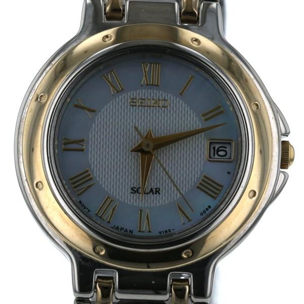 稼働 SEIKO 腕時計 ソーラー レディース デイト V182 グレー1290 稼働 SEIKO 腕時計 ソーラー レディース デイト V182 グレー1290